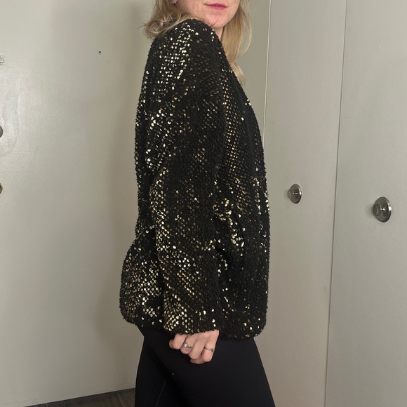 Express black & gold sequin cardigan jacket - Picture 5 of 10